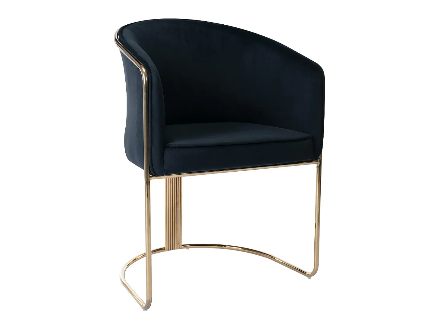 Silla con brazos de terciopelo y metal - Negro y dorado - JOSETHE