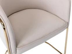 Silla con brazos de terciopelo y metal - Beige y dorado - JOSETHE