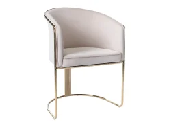 Silla con brazos de terciopelo y metal - Beige y dorado - JOSETHE