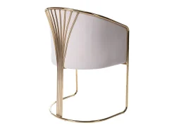 Silla con brazos de terciopelo y metal - Beige y dorado - JOSETHE