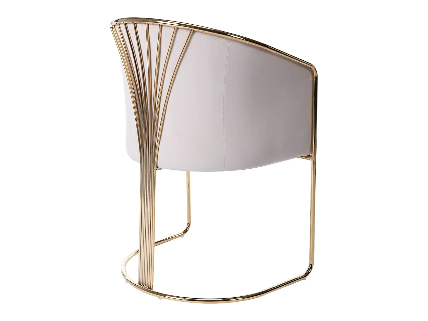 Silla con brazos de terciopelo y metal - Beige y dorado - JOSETHE