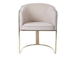 Silla con brazos de terciopelo y metal - Beige y dorado - JOSETHE