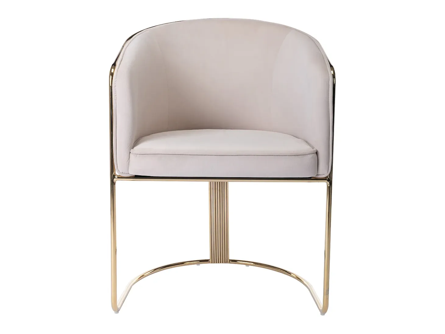 Silla con brazos de terciopelo y metal - Beige y dorado - JOSETHE
