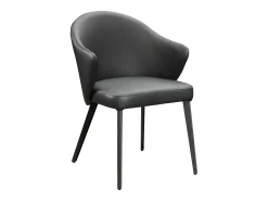 Silla con reposabrazos de piel y acero - Negro - MIBELLY de Maison Céphy