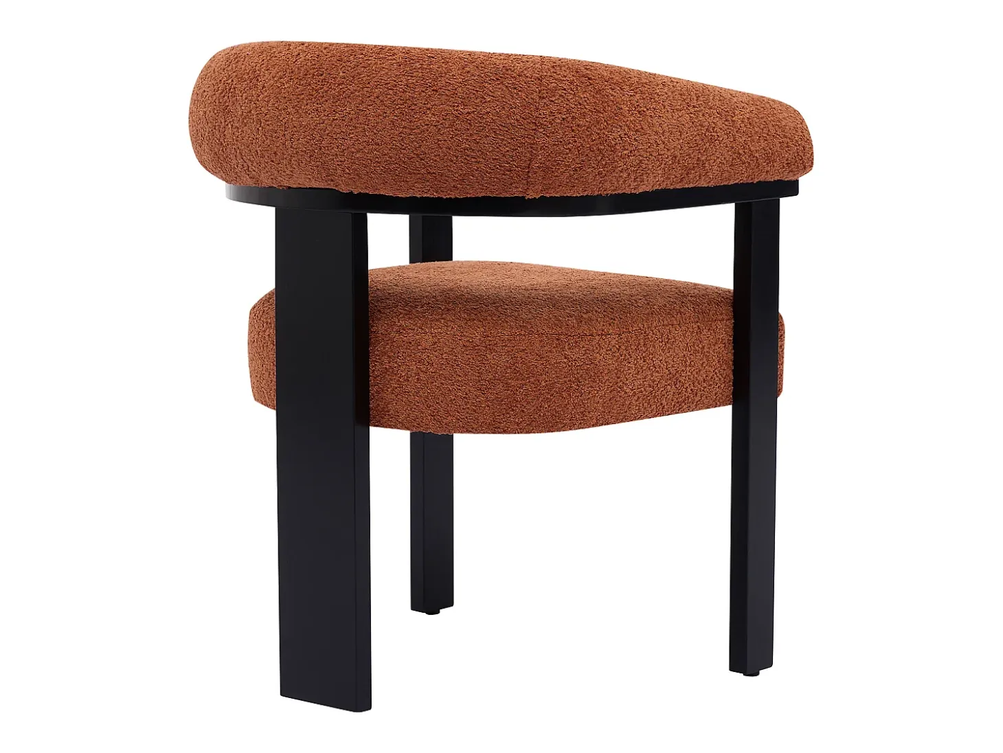 Silla con reposabrazos en tela bouclé y madera de hevea - Terracota y negro - LIVELIA