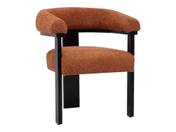 Silla con reposabrazos en tela bouclé y madera de hevea - Terracota y negro - LIVELIA