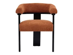 Silla con reposabrazos en tela bouclé y madera de hevea - Terracota y negro - LIVELIA