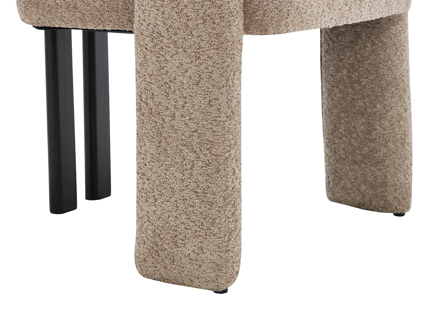 Silla con reposabrazos en tela bouclé y madera de hevea negra - Topo - NORETI