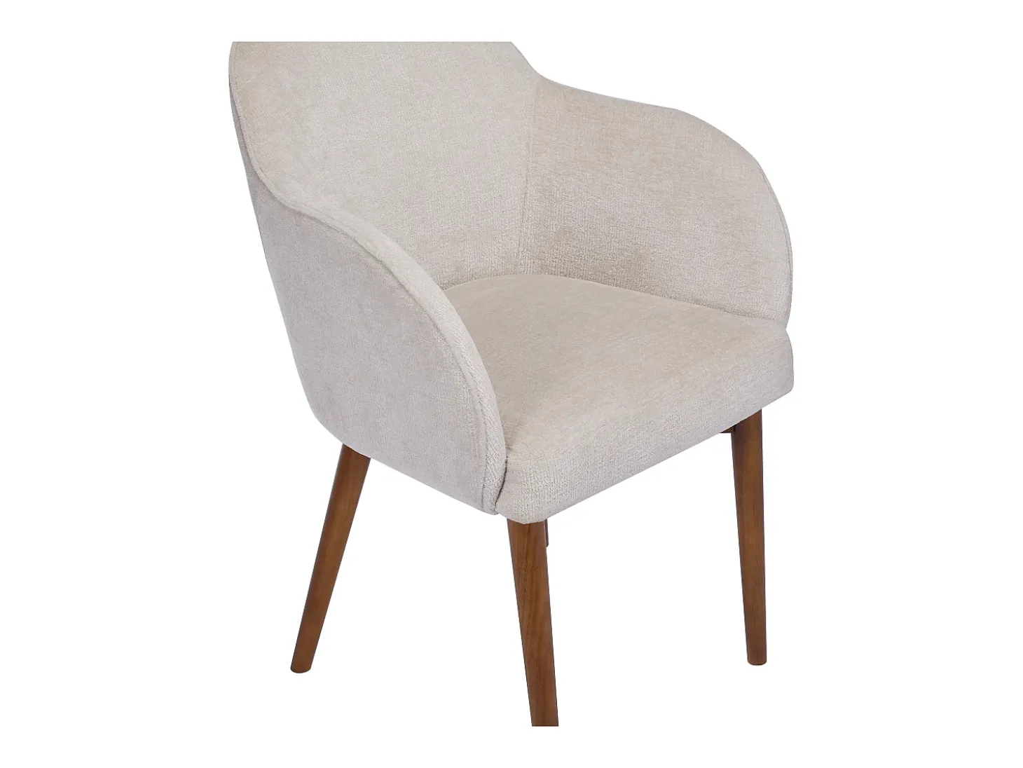 Silla con tejido texturizado y reposabrazos de madera de caucho - Crema - MODINIA