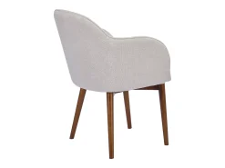 Silla con tejido texturizado y reposabrazos de madera de caucho - Crema - MODINIA