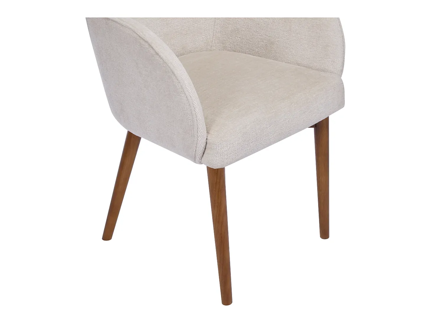 Silla con tejido texturizado y reposabrazos de madera de caucho - Crema - MODINIA