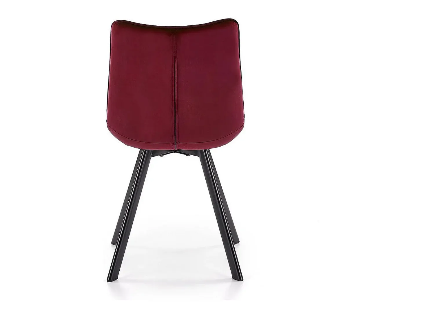 Silla contemporánea de terciopelo burdeos con patas de metal negro LIBERTY