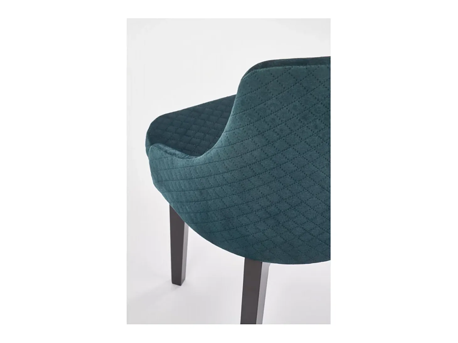 Silla contemporánea de terciopelo verde oscuro con patas de madera maciza LENNY