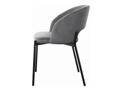 Silla contemporánea de terciopelo gris con patas de metal negro FERGIE