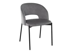 Silla contemporánea de terciopelo gris con patas de metal negro FERGIE