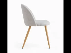 Silla Cozy de tela gris claro jaspeado (juego de 2) con patas de metal efecto madera