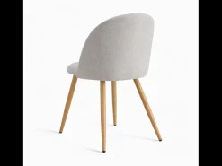 Silla Cozy de tela gris claro jaspeado (juego de 2) con patas de metal efecto madera