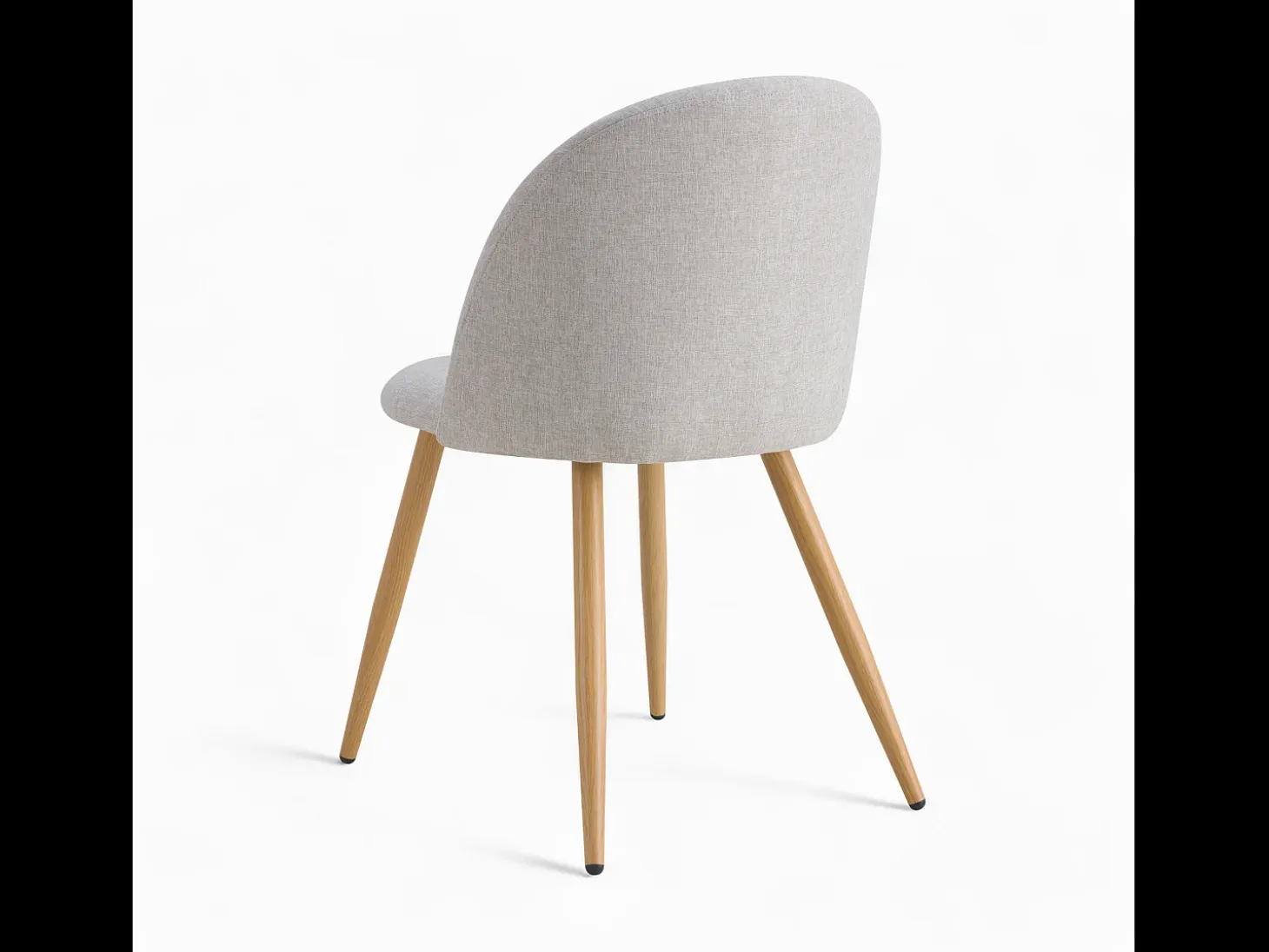 Silla Cozy de tela gris claro jaspeado (juego de 2) con patas de metal efecto madera