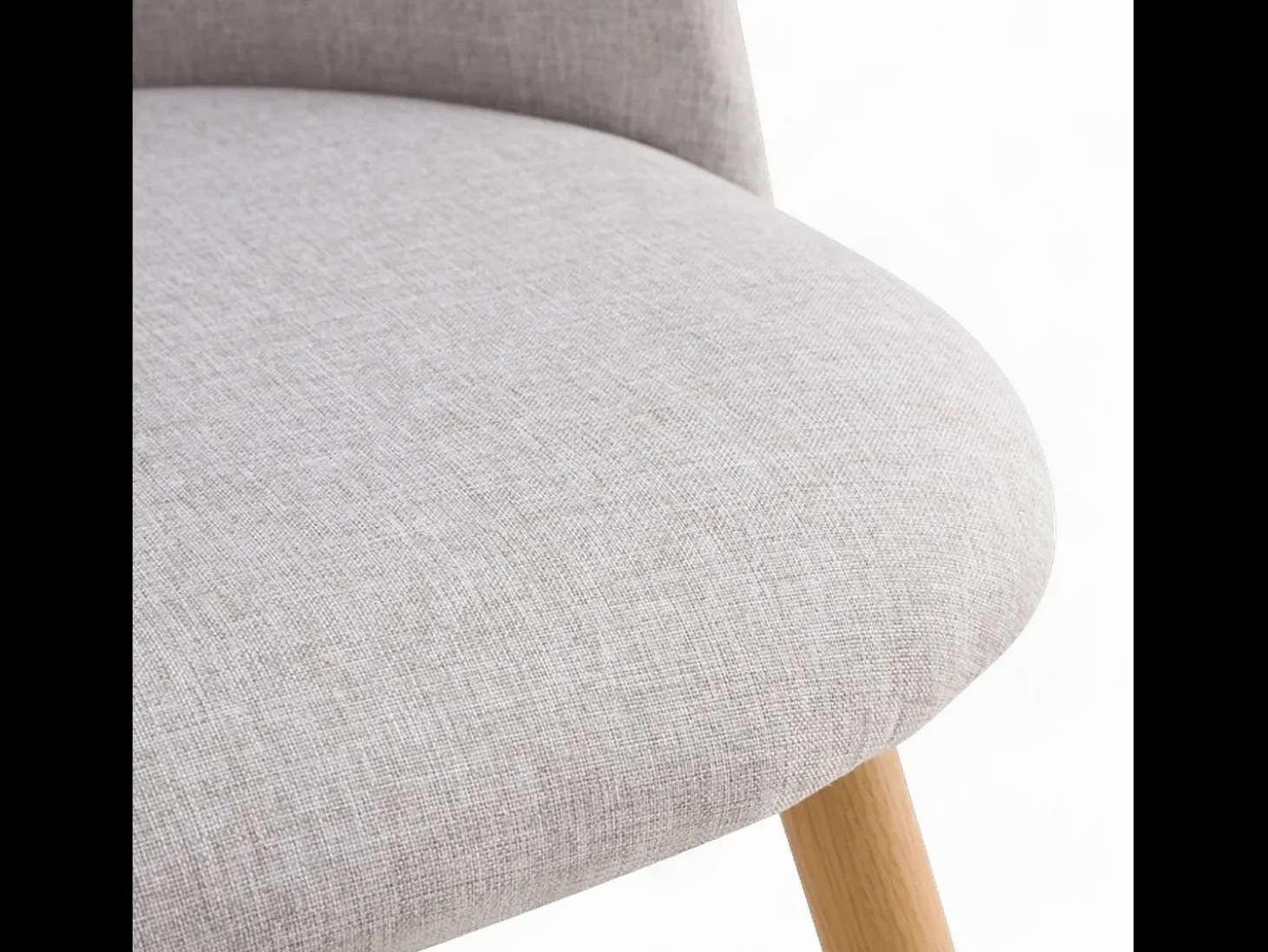 Silla Cozy de tela gris claro jaspeado (juego de 2) con patas de metal efecto madera