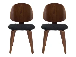 Silla curvada de madera y borreguito, set de 2 negro