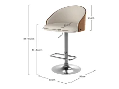 Silla de bar ajustable 63/84 cm en tejido beige - Carmelo