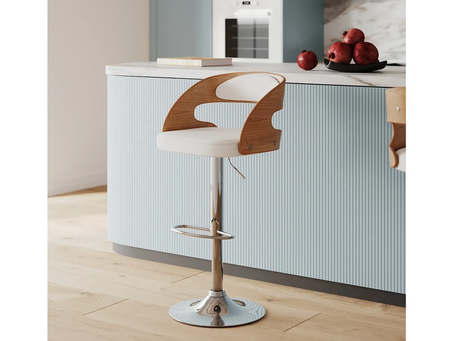 Silla de bar ajustable 62/84 cm en cuero artificial blanco - Louis