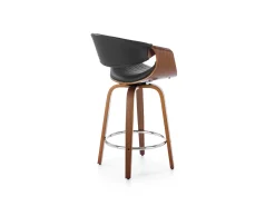 Silla de bar de diseño chapada en nogal y ecopiel negra Aster