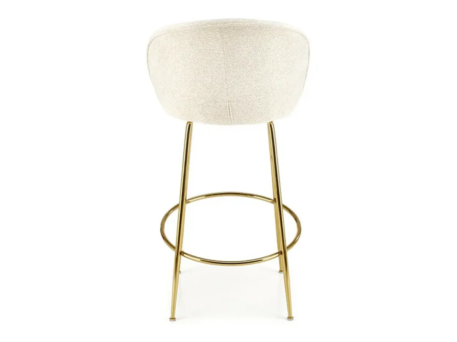 Silla de bar de diseño color crema con estructura de metal dorado Rodéo