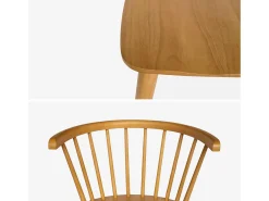 Silla de bar de madera, set de 4 natural