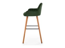 Silla de bar de terciopelo verde con patas de madera maciza LIMPIA