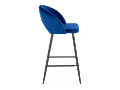 Silla de bar de terciopelo azul con patas de acero negro FIT