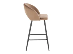 Silla de bar de terciopelo beige con patas de metal negro FIT