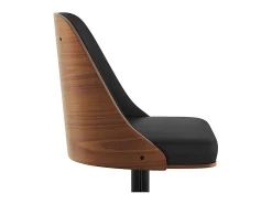 Silla de bar regulable en madera oscura y PU negro 56/77 cm - Georges