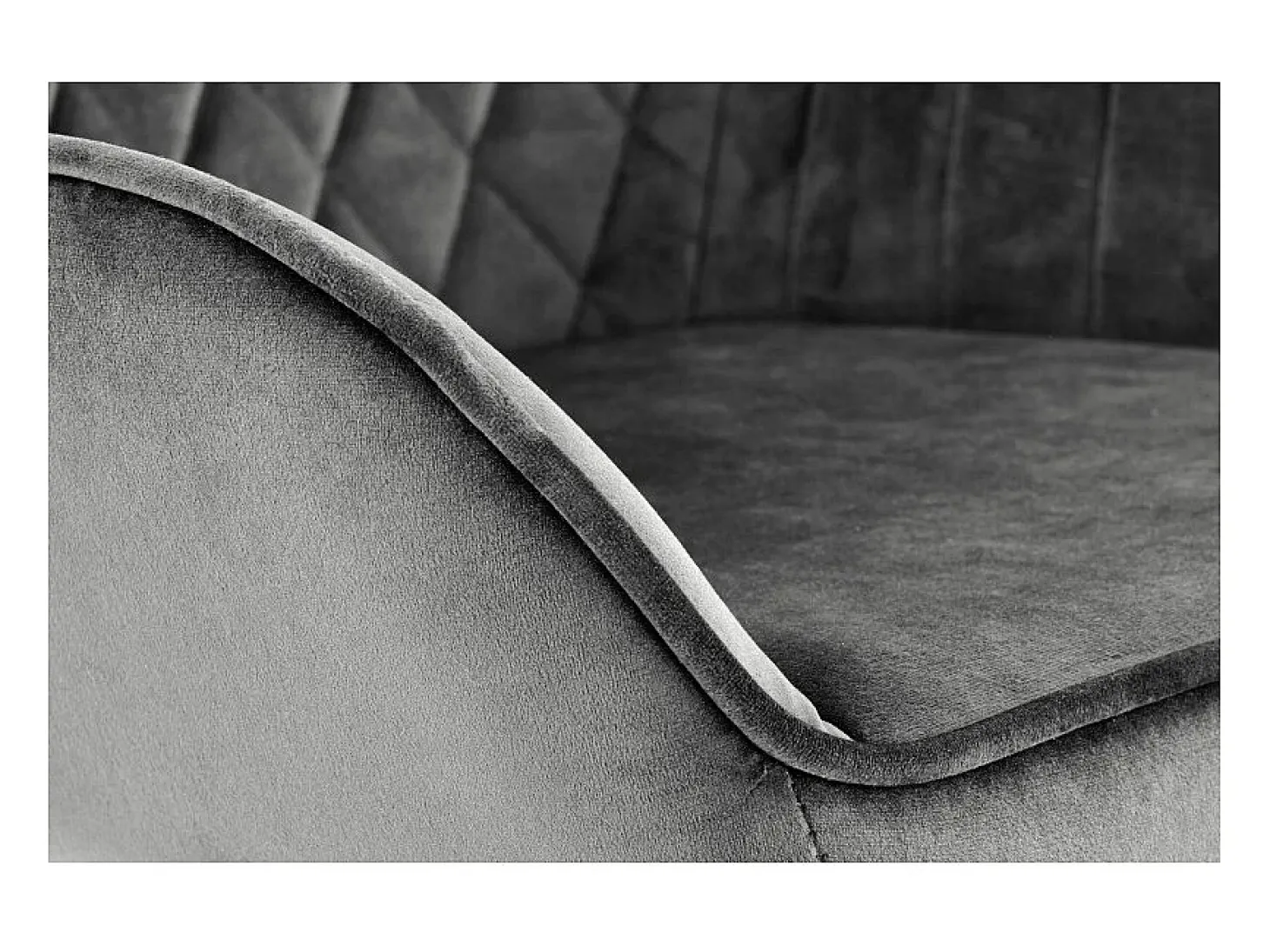 Silla de bar regulable en altura de terciopelo gris con patas de metal EDEN