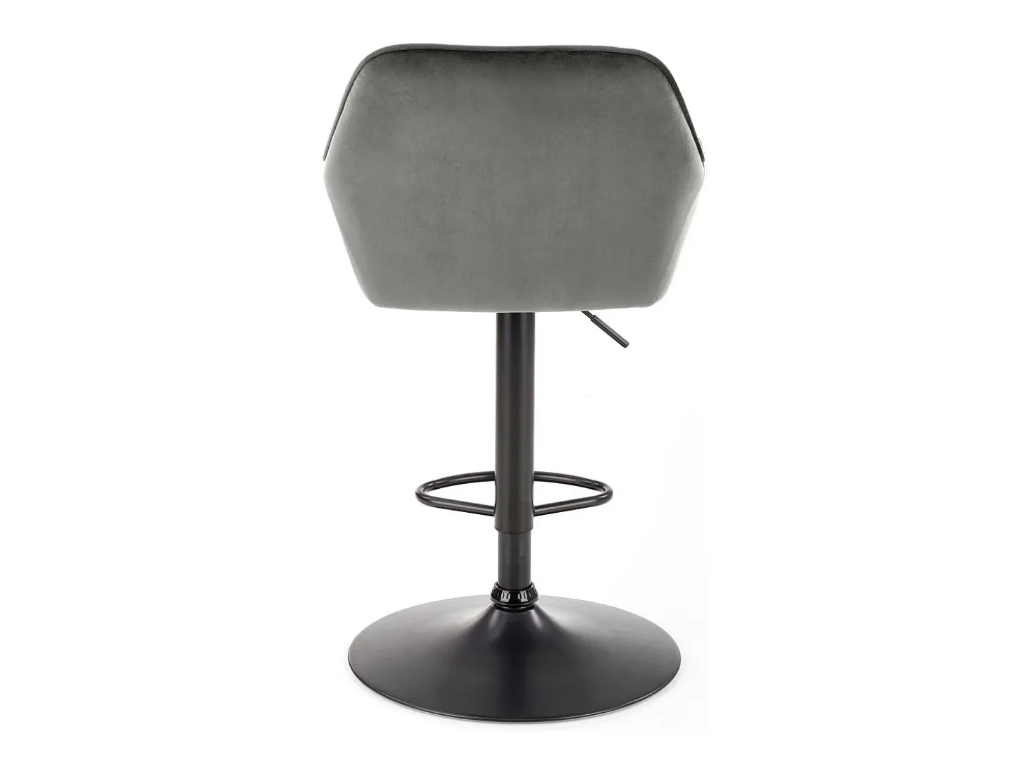 Silla de bar regulable en altura de terciopelo gris con patas de metal EDEN