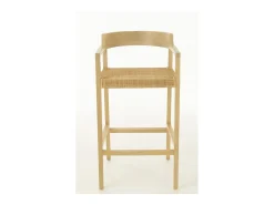 Silla de bar SUKA de madera de roble – Diseño contemporáneo-Color ribete verde crudo