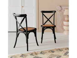 Silla de bistró vintage de madera, set de 2 negro