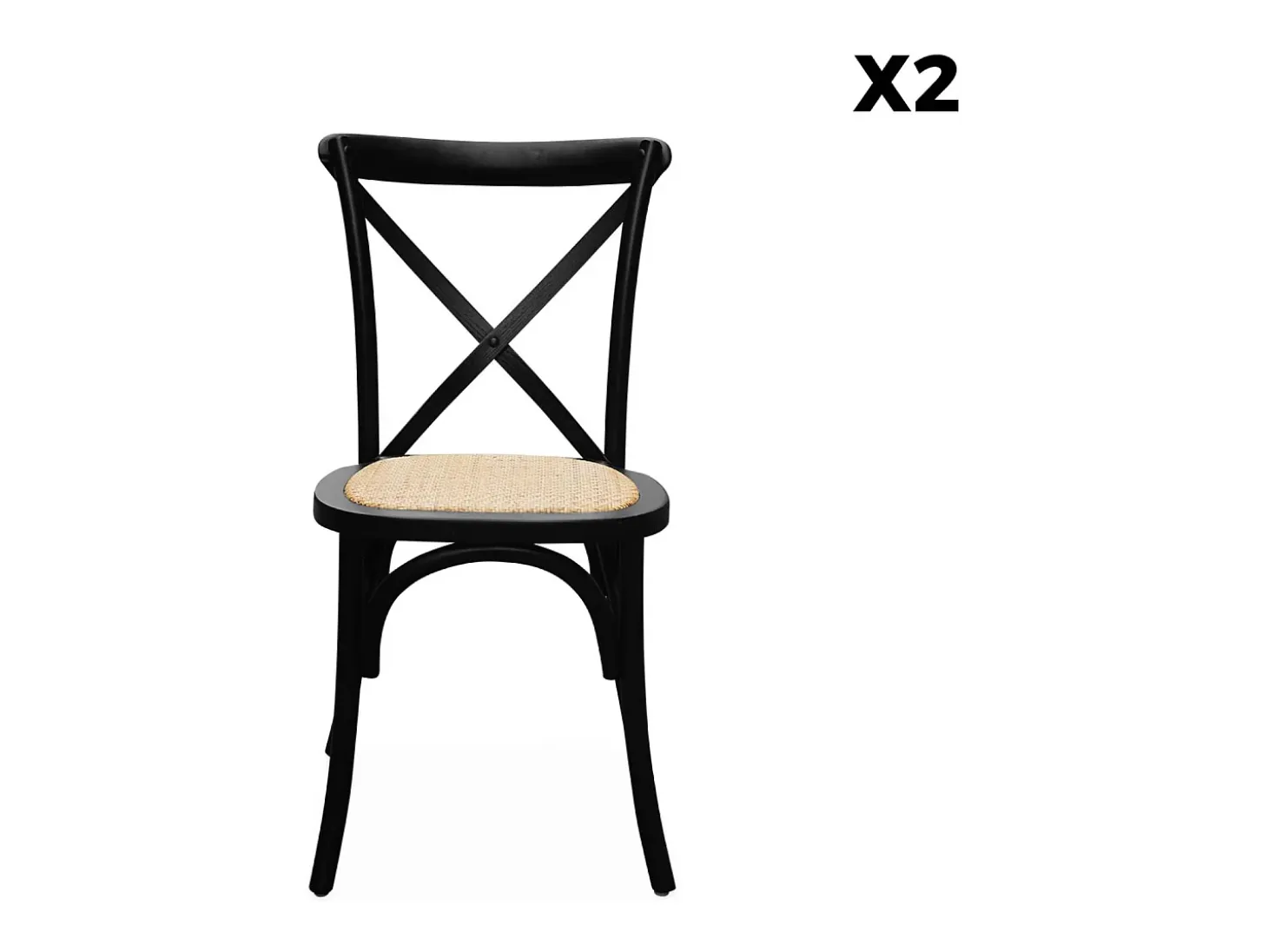 Silla de bistró vintage de madera, set de 2 negro