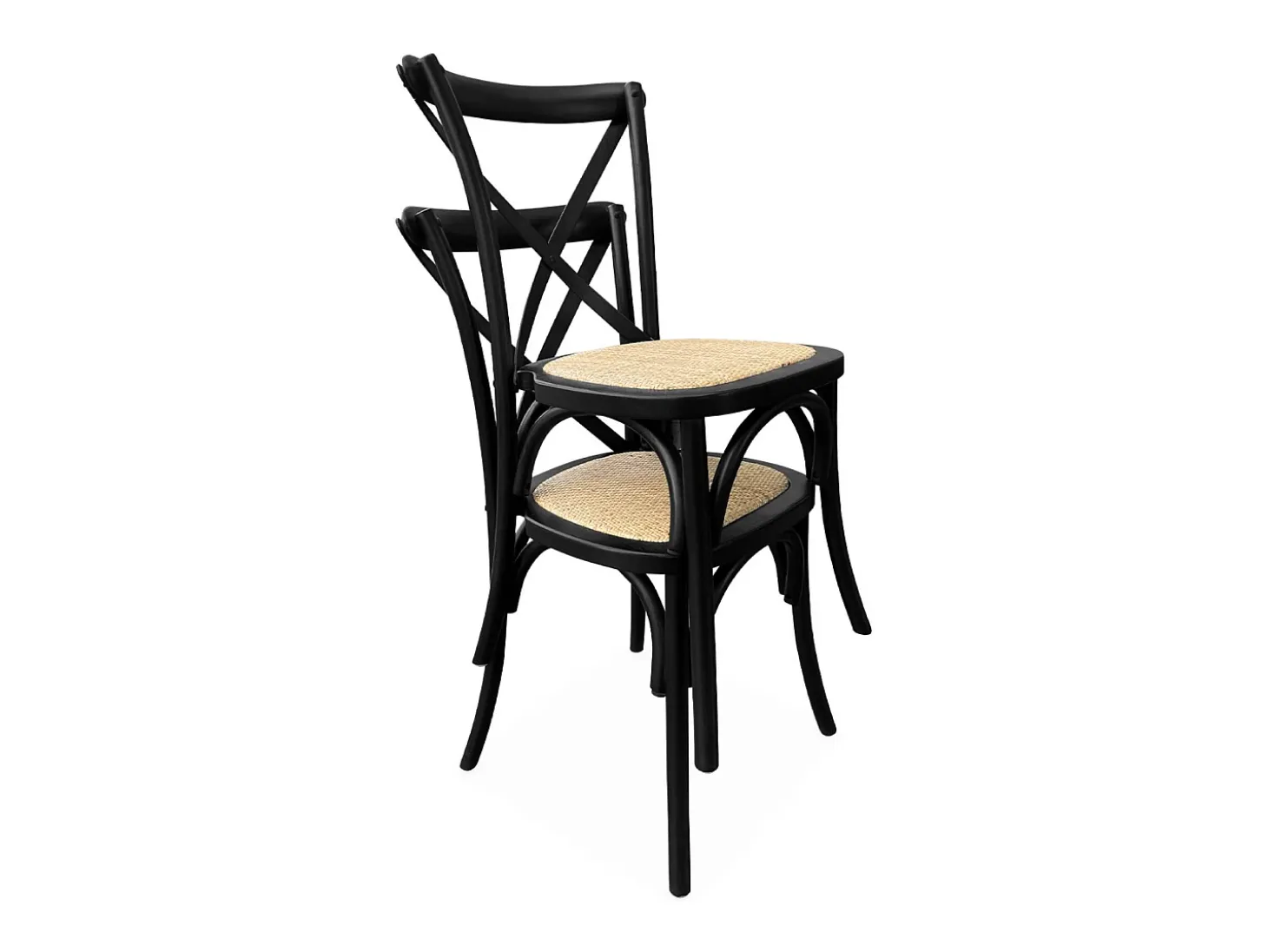 Silla de bistró vintage de madera, set de 2 negro