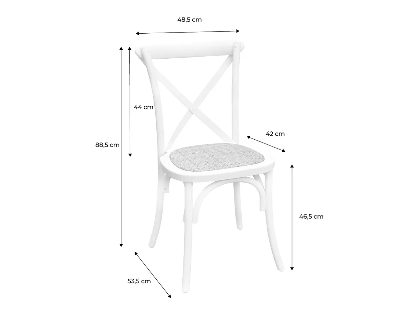 Silla de bistró vintage de madera, set de 2 negro