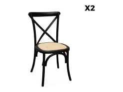 Silla de bistró vintage de madera, set de 2 negro