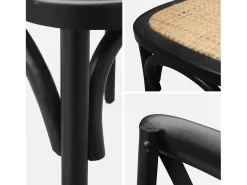 Silla de bistró vintage de madera, set de 2 negro