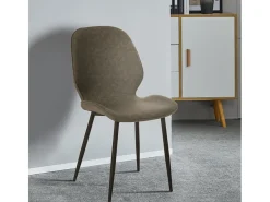 Silla de cocina de cuero sintético de diseño moderno Lyna - Gris