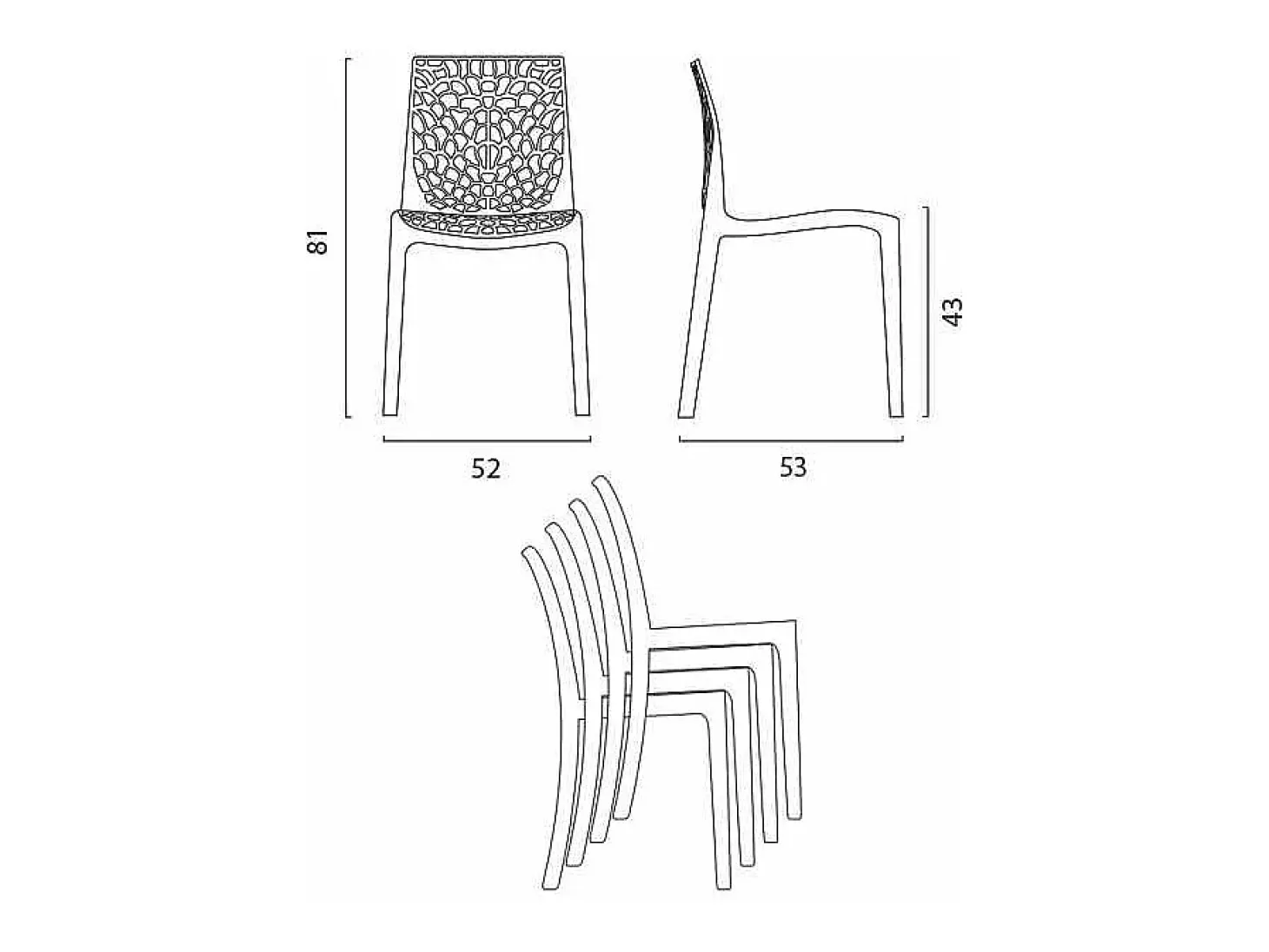 Silla de cocina o de comedor de Policarbonato Transparente Gruvyer - Gris