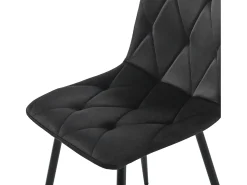 Silla de comedor (4 piezas), tapizada de diseño, asiento de terciopelo sarga, estructura de metal, respaldo, patas de metal negro, color beige (45 x 40 x 86 cm)