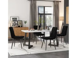 Silla de comedor (4 piezas), tapizada de diseño, asiento de terciopelo sarga, estructura de metal, respaldo, patas de metal negro, color beige (45 x 40 x 86 cm)