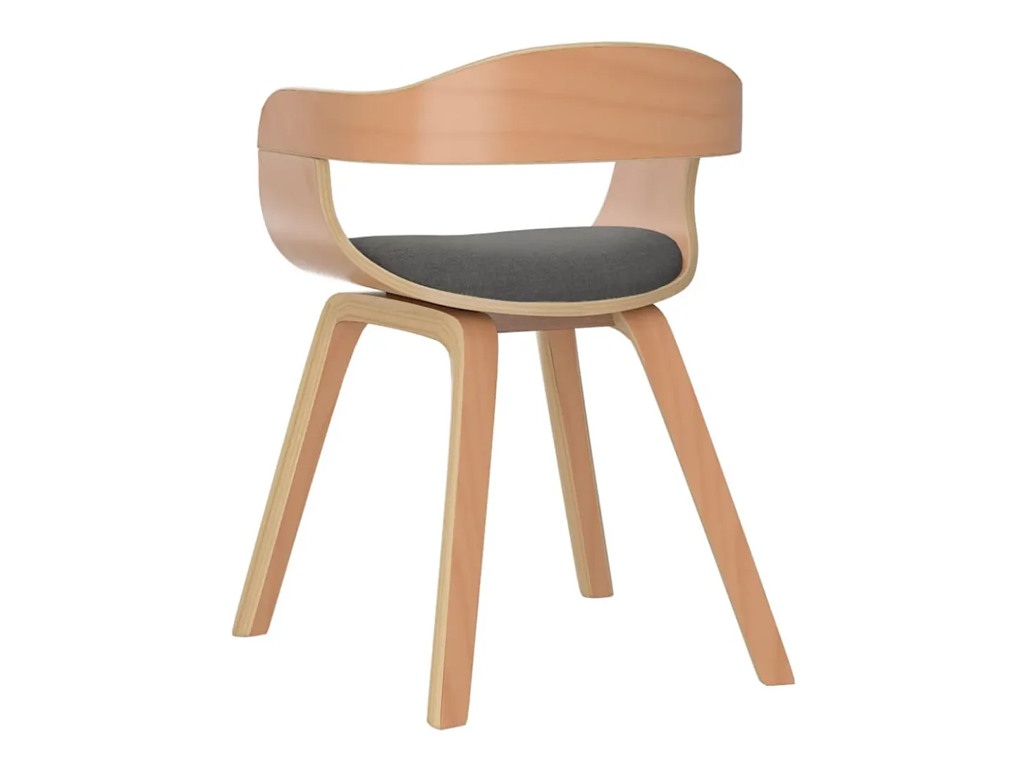 Silla de comedor 2 unidades madera curvada y tela gris claro