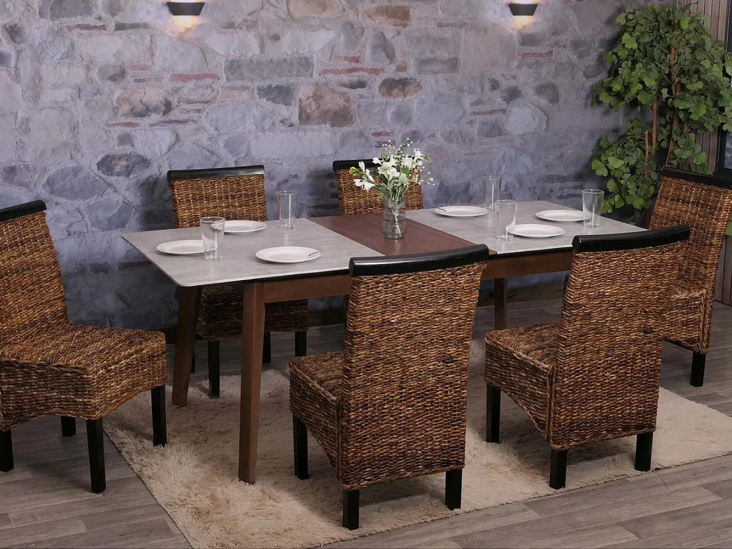 Silla de comedor Acireale (set de 6), oscuro, sin cojín