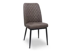 Silla de comedor Alma en microfibra nobuk marrón con patas de metal negro