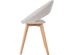 Silla de comedor Almada III (set de 6), textil, crema/gris